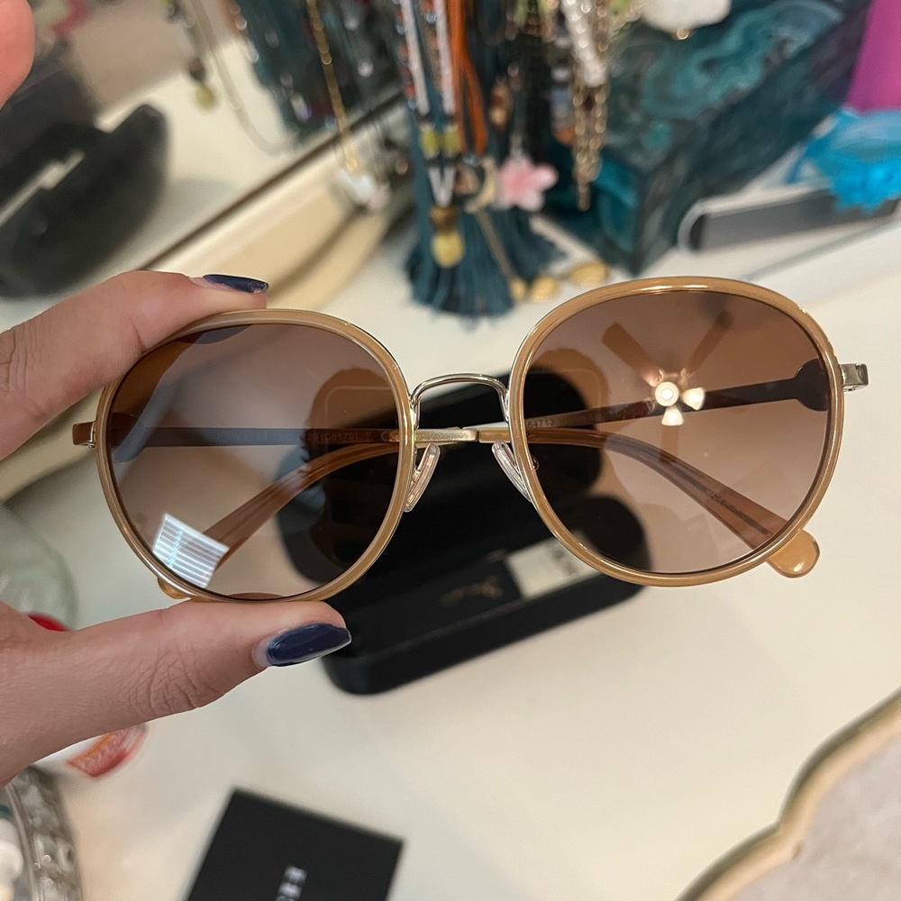 COACH round frame orange tint sunglasses